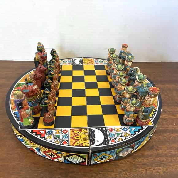 Unbranded Other - Vintage handmade conquistador, Mayan, Aztec Indian chess set Ceramic pieces